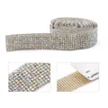 Αυokόλλητη Κορδέλα Strass DIY Λαμπερό Κρύσταλλο Διαμάντι Λωρίδα Διακόσμηση - 4 Σειρές / AB Λευκό