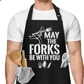 Funny kitchen apron with humorous quote and chef graphic, adjustable neck strap and handy pockets. - FORKS