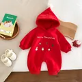 Κόκκινο παιδικό χριστουγεννιάτικο romper fleece κουκούλα χειμερινά ζεστά βρεφικά ρούχα - 66cm / Κόκκινο