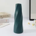Dark green twisted plastic vase, modern minimalist flower arrangement vase for decor. - Spiral Vase Blue