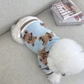 Lindo jersey de punto para perro con osito, cárdigan cálido para mascotas pequeñas como bichón. - XS / Azul