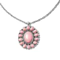 Collana girasole bohémien vintage con pendente in pietra rosa su catena argento - Naturale / Rosa