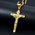 Hochwertige vergoldete Edelstahl Kreuz Anhänger Halskette für Herren und Damen - Nur Anhänger (Ohne Kette) (Gold)
