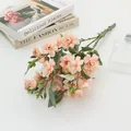 Artificial pink rose flower bouquet for home living room decor and wedding party arrangement - Flesh Pink