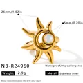 Detailansicht des Sonnen- und Mondrings aus Edelstahl mit Opaleinlage und Maßen. - Größe 7 / Sonne und Mond Stil (NB-R24960)