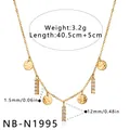 Detailansicht der goldenen Edelstahlkette mit runden Platten und Kristallstäben - 18K-Gold / Gold (NB-N1995)
