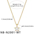 Detailansicht einer Stern-Zirkon-Halskette mit Maßen und Gewicht - 18K-Gold / Stern Weißer Zirkonia Stil (NB-N2001-WT)