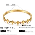 Detailansicht der Edelstahlspange mit Sternmuster, Maßen und Gewicht. - Bunter Sternenstil (NB-B6667-CL) / 18K-Gold