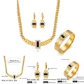Detaillierte technische Daten des geometrischen vergoldeten Edelstahl-Schmucksets - Dreiteiliges Set (Schwarz) / Schwarz