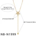 Detaillierte Maße der vergoldeten Sternhalskette mit Strass-Anhänger - Pentagramm-Muster-Stil (NB-N1999)