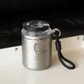 Mini tazza da caffè termica portatile in acciaio inossidabile con finitura argento e cordino - 260ml / Titanio