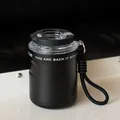 Tazza da caffè compatta in acciaio inox nero con cinturino e coperchio doppio - 260ml / Nero