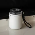 Mini tazza da caffè termica portatile bianca in acciaio inossidabile con cordino nero - 260ml / Bianco