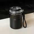 Tazza da caffè termica compatta in acciaio inossidabile nero con cordino portatile - 350ml / Nero