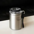 Tazza da caffè compatta in acciaio inox argento con cinturino nero - 350ml / Argento