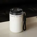 Mini tazza da caffè portatile in acciaio inox bianco con manico in paracord nero - 350ml / Bianco
