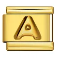 Nahaufnahme des goldgeprägten Buchstaben A für italienische Charm-Armbänder - Buchstabe A (Y756) / Gold