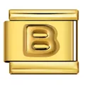 Makroansicht eines vergoldeten Edelstahl-Charms mit dem geprägten Buchstaben B für Armband - Buchstabe B (Y757) / Gold