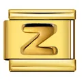 Goldener gewölbter Buchstabe Z Charm für italienisches Modularmband aus Edelstahl. - Buchstabe Z (Y781) / Gold