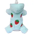 Premium soft mint green plush pet jumpsuit with cute embroidered red strawberry patterns - XS / Magnolia Strawberry Embroidery Four-legged