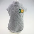 Detail of grey quilted pet sweater with a small fruit slice embroidery on the side - XS / Grey Orange T-Shirt