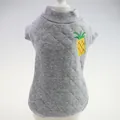 Grey quilted pet dog t-shirt with a bright yellow pineapple embroidery detail - XS / Grey Pineapple T-Shirt