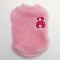 Soft pink plush pet vest featuring a cute bear embroidery detail for small dogs. - Pink Bear Style