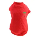 Detailansicht eines roten gesteppten Flanell-Haustierpullovers mit Kirschmotiv - Rote Kirsche