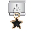 Premium stainless steel Italian modular charm featuring a dangling black enamel star design - Star Pendant Style (ICG177)