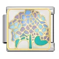 Italian modular bracelet charm with colorful floral enamel and gold-plated border - Abstract Flower Clusters Style (ICJ938-1)