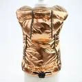 Detailed back view of metallic gold padded pet vest with warm fleece lining and hood - XS / Hooded Reflective Padded Jacket / Gold