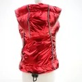 Metallic red dog puffer vest with hood and reflective strips detail - XS / Hooded Reflective Padded Jacket / Red