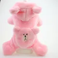 Combinaison en peluche rose pour chien avec oreilles d'ours et capuche douce - XS / Rose