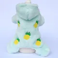 Soft mint green plush pet jumpsuit featuring cute pineapple embroidery detail on the back - XS / Mint Green