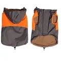 Waterproof fleece dog outdoor jacket with hood and reflective strips for winter - Grey Orange Splicing (Hooded)