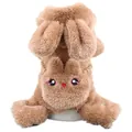 Detailed macro view of plush rabbit-themed dog fleece jumpsuit for small pet winter wear - XS / Rabbit Backpack Style / Coffee
