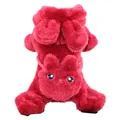 Soft dark red fleece pet winter outfit featuring a cute rabbit face and long ears - Wine Red Rabbit backpack 4 feet / XS