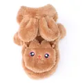 Soft brown plush pet winter hoodie featuring cute rabbit ears and bunny pouch detail. - Coffee Rabbit Backpack Style