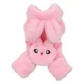 Detailed view of soft pink plush bunny pet clothes with a cute rabbit face and ears - XS / Rabbit Backpack Style / Pink