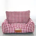 Vista dettagliata della trama pied de poule rossa e bianca di questo divano letto - XS / 35*45cm / Pied de Poule Rosso