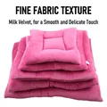 Stack of soft pink milk velvet pet mats showing thick padding for winter warmth - XS (33x22cm) / Rose Red