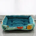Cozy soft plush pet bed featuring a colorful fish pattern and deep teal fleece interior - XS Size 45-30CM / Green Fish