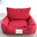 Detail view of a premium red washable pet sofa bed designed for small dogs and cats - XS / 35*45cm / Red Fabric