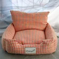 Elegante cuccia per cani e gatti con motivo pied de poule arancione, morbida e calda - XS / 35*45cm / Pied de Poule Arancione