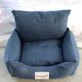 Blue denim fabric pet sofa bed with soft high back pillow for small dogs and cats - XS / 35*45cm / Navy Blue Fabric