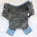 Denim pet jumpsuit with warm grey fleece lining for small dogs - XS / Thickened Spray-Coded Denim Backpack Style / Blue