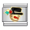 Detailed macro shot of an enamel snowman charm module for Italian DIY bracelets - Enamel Snowman (ICJ849)