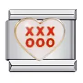 Italienisches Charm-Element aus Edelstahl mit weißem Emaille-Herz und rotem XOXO - XOXO Herz Stil (ICJ779)