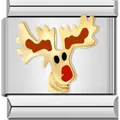 Festive Christmas reindeer modular link for Italian charm bracelets in gold finish - Christmas Reindeer (ICJ109)