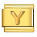 Goldenes italienisches modulares Armbandglied mit erhabenem Buchstaben Y - Buchstabe Y (Y780) / Gold